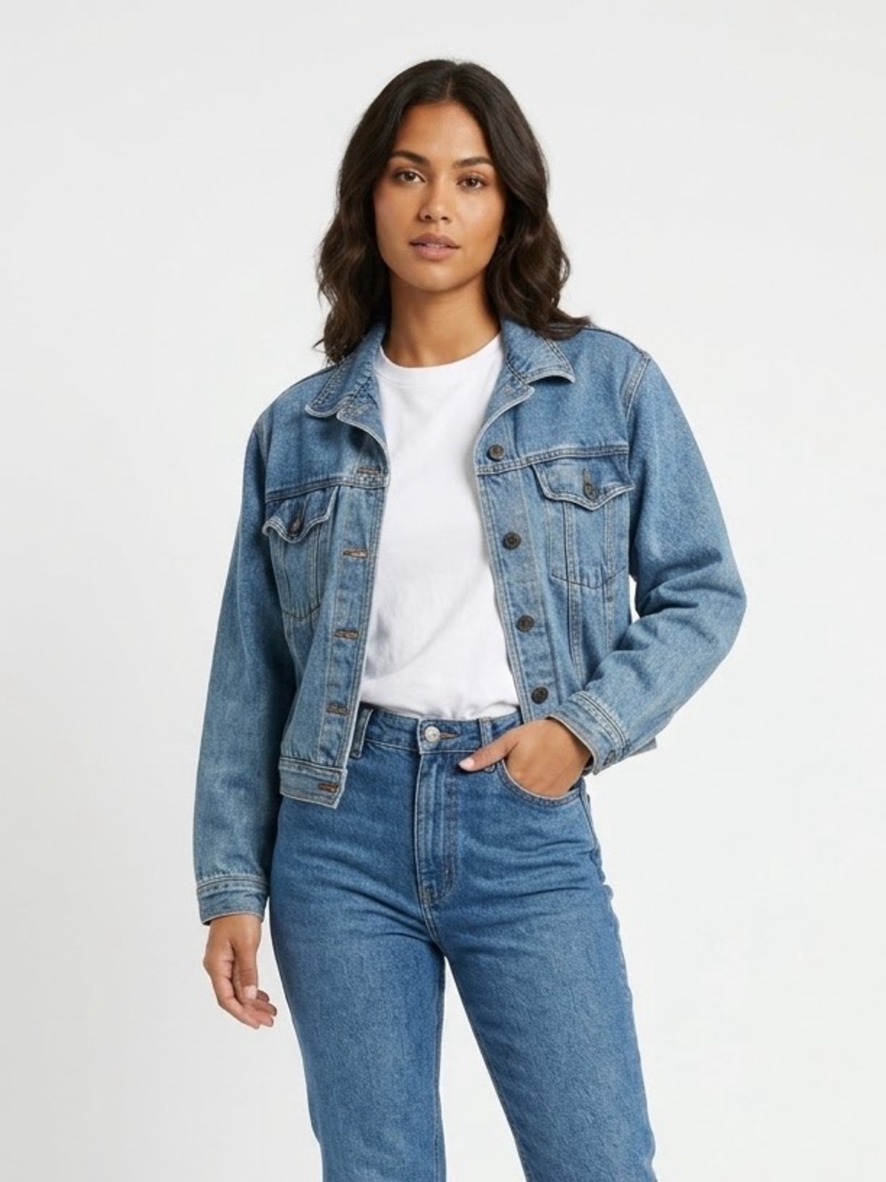 Vintage H.E.R 100% Cotton Denim Jacket Size Medium